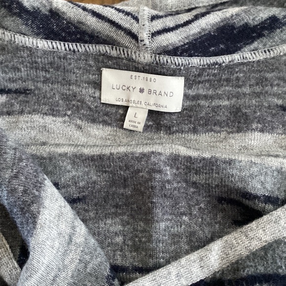 Lucky Aztec Print Open Front Drape Cardigan Sweater, Large - Picture 5 of 6